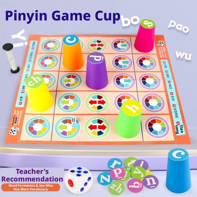 Board Game With Questions - Permainan Papan Mencocokkan Pinyin Cina untuk