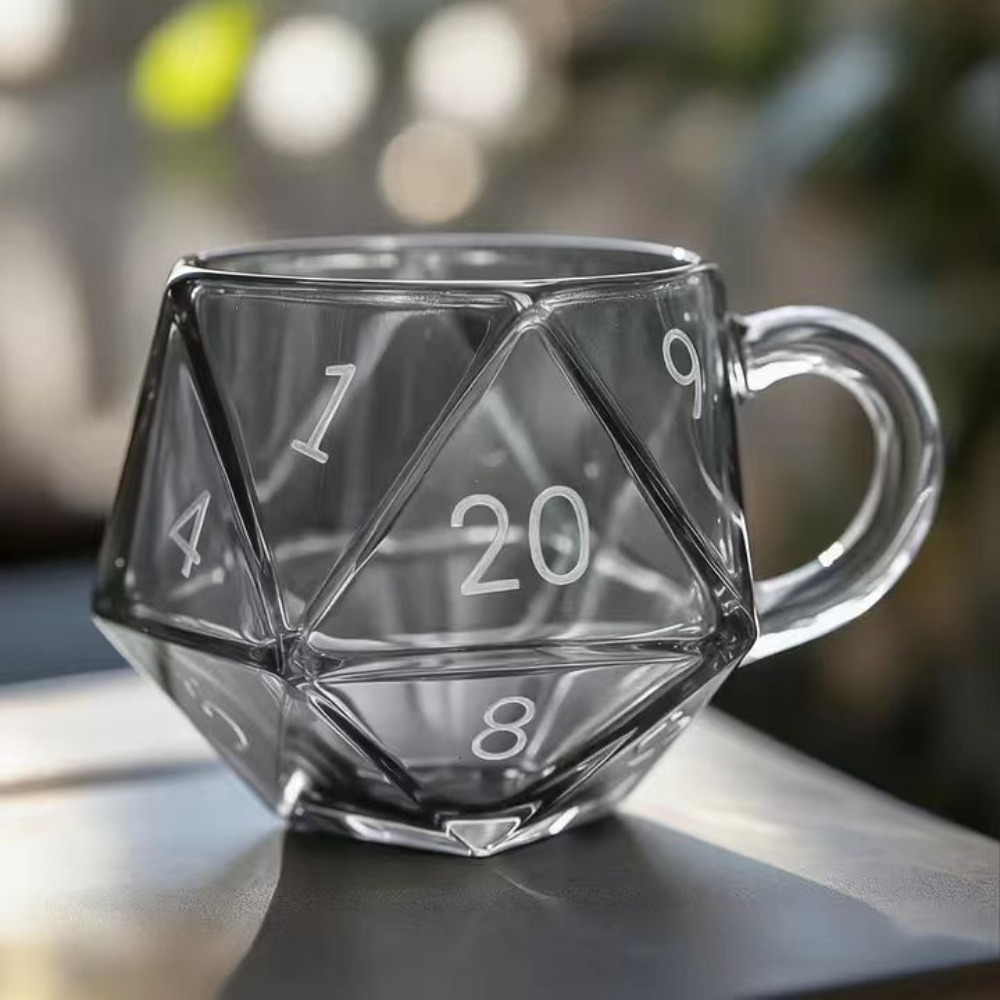 Board Game Pandemic - Mug Dadu D20 Pelangi Kaca Transparan
