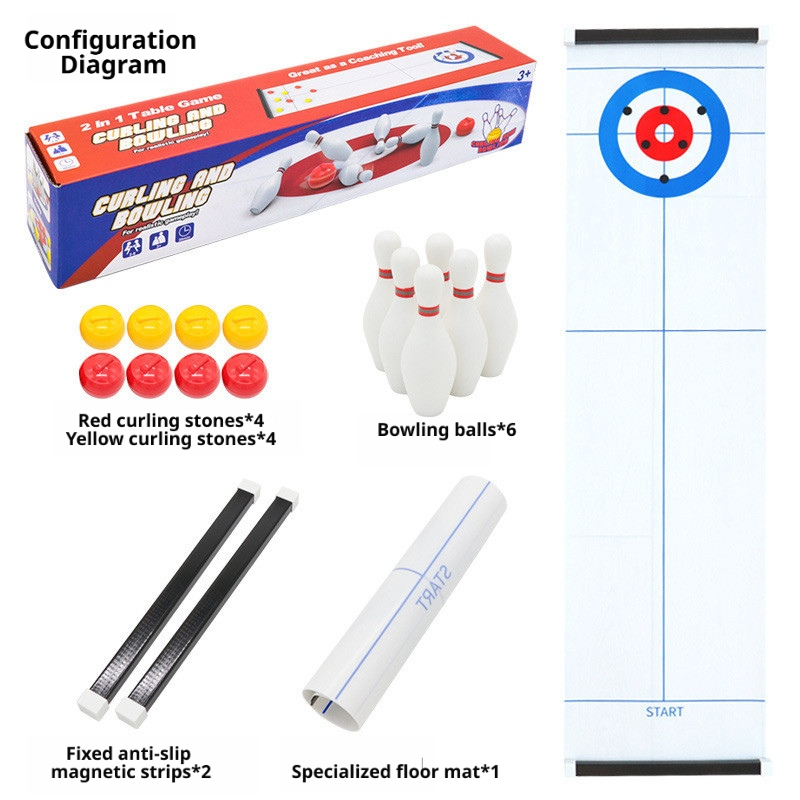 Board Game Electronic Table - Permainan Meja Mini Curling & Bowling