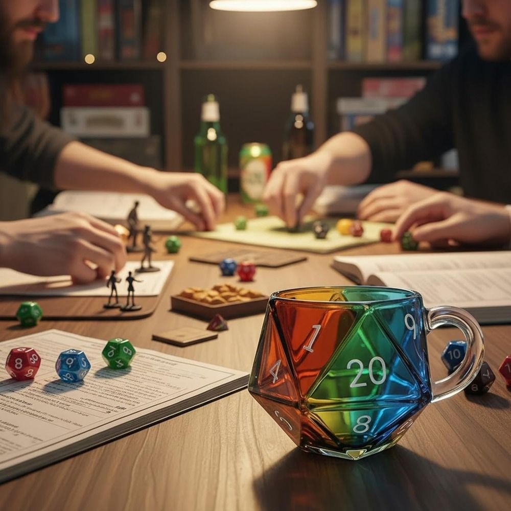 Mug Dadu D20 Pelangi Kaca Tran - Board Game Pandemic ulasan dan harga